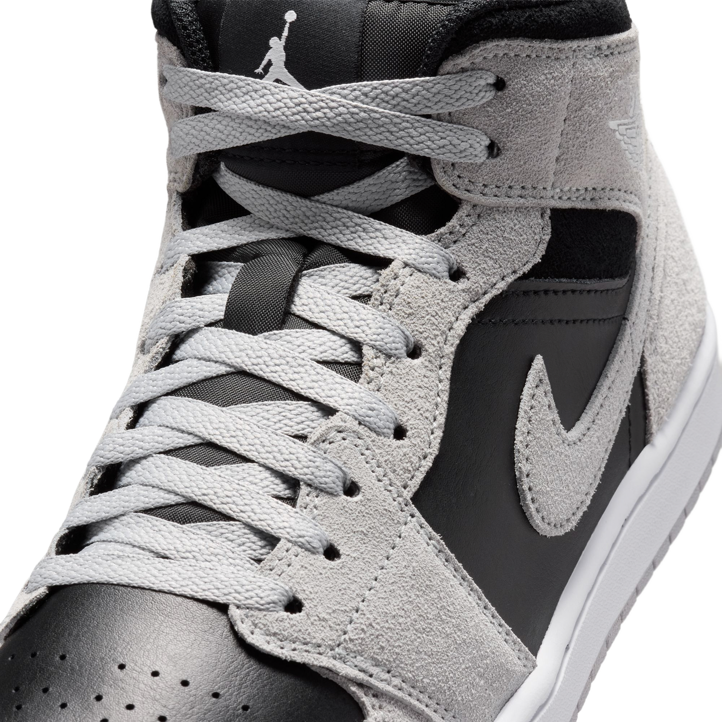 Jordan AJ 1 Mid - Men's - Lt Smoke Gray/White/Black