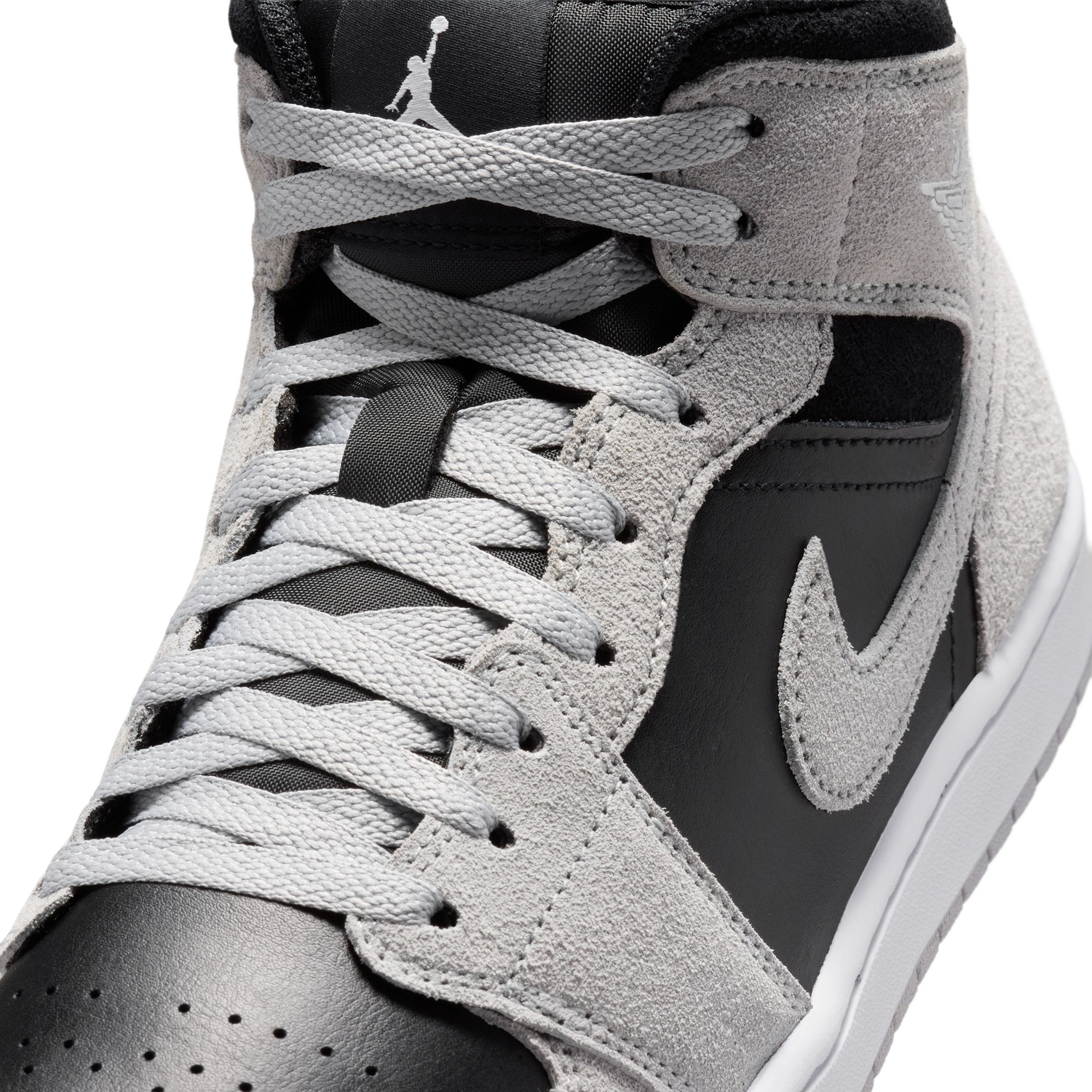 Jordan AJ 1 Mid - Men's - Lt Smoke Gray/White/Black
