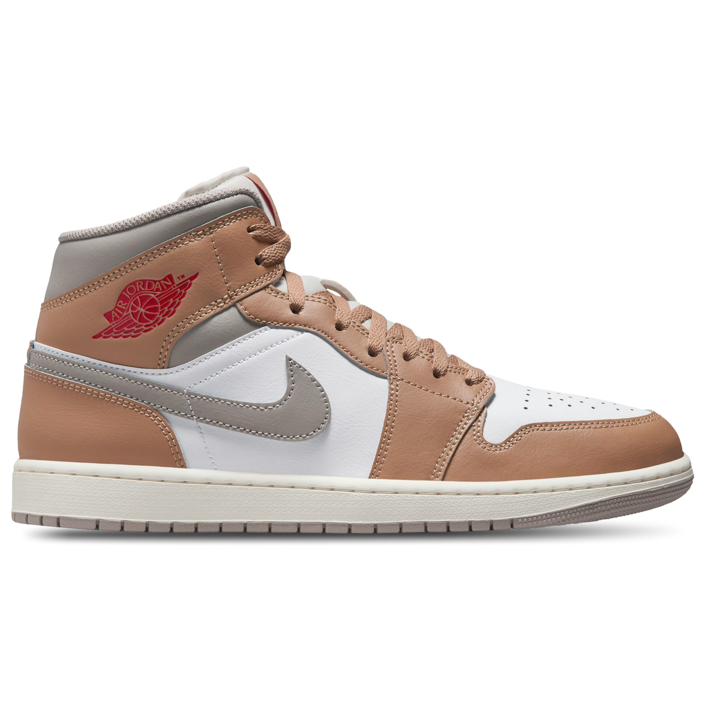 Jordan AJ 1 Mid - Men's - Hemp/Fire Red/White