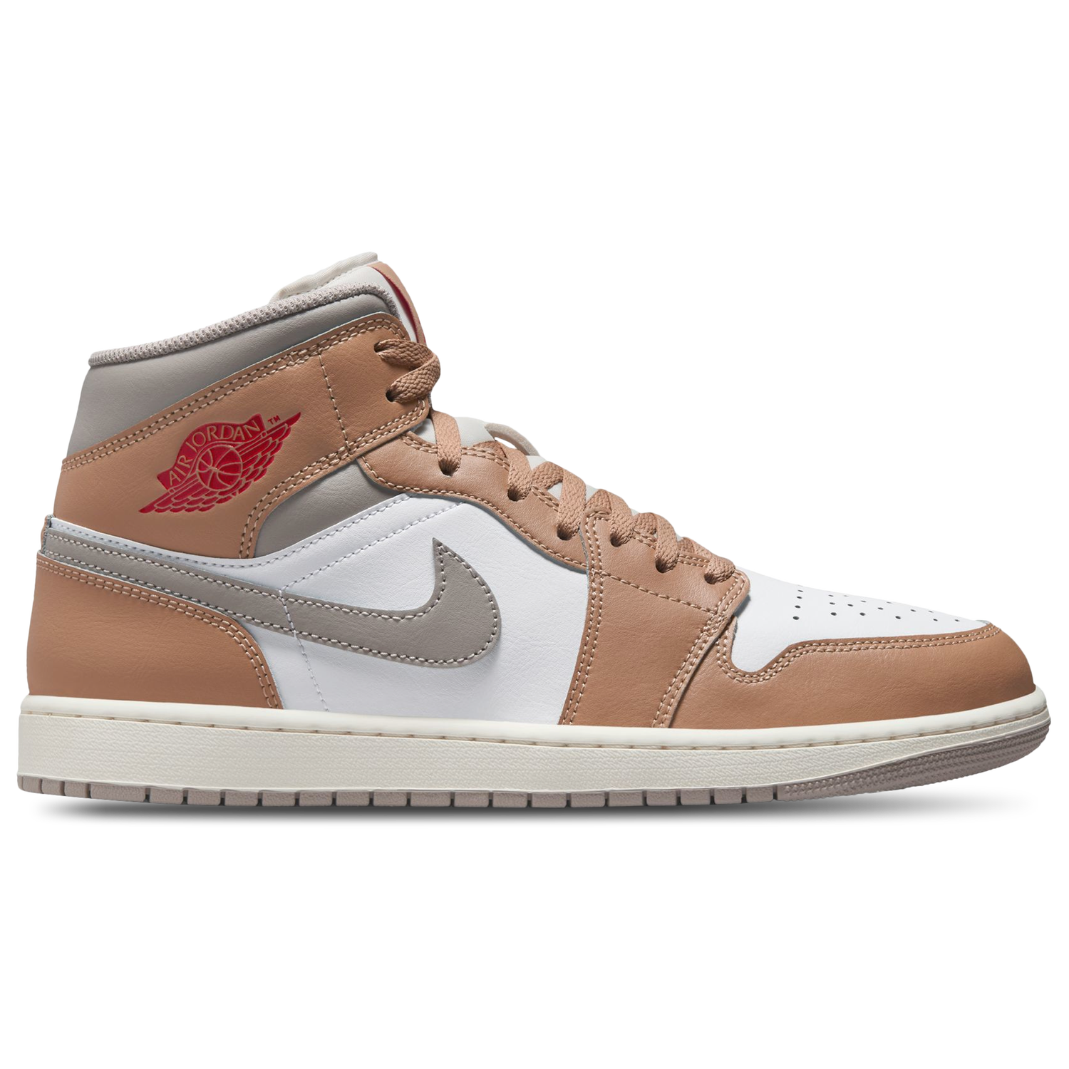 Jordan AJ 1 Mid - Men's - Hemp/Fire Red/White
