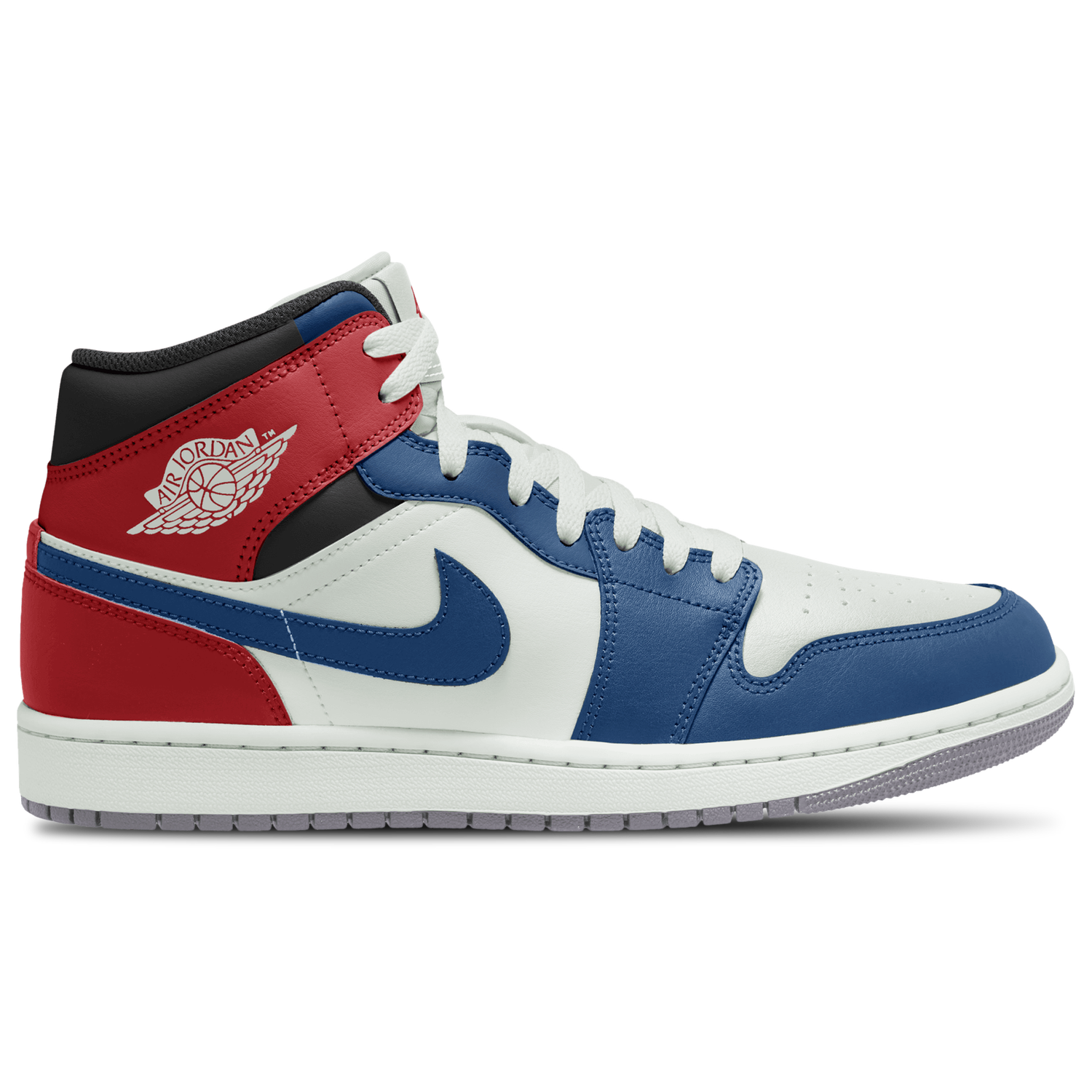 Jordan AJ 1 Mid - Men's - True Blue/Summit White/Red