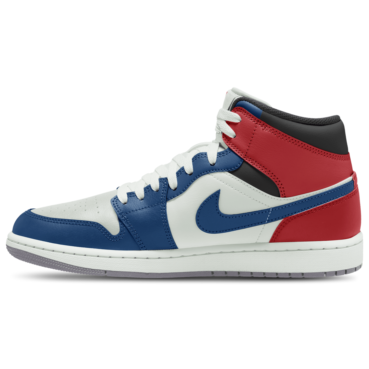 Jordan AJ 1 Mid - Men's - True Blue/Summit White/Red