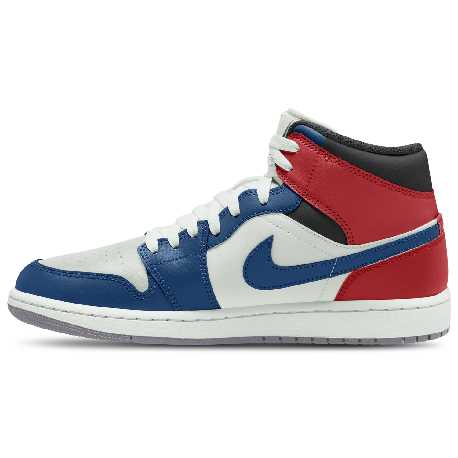 Jordan AJ 1 Mid - Men's - True Blue/Summit White/Red