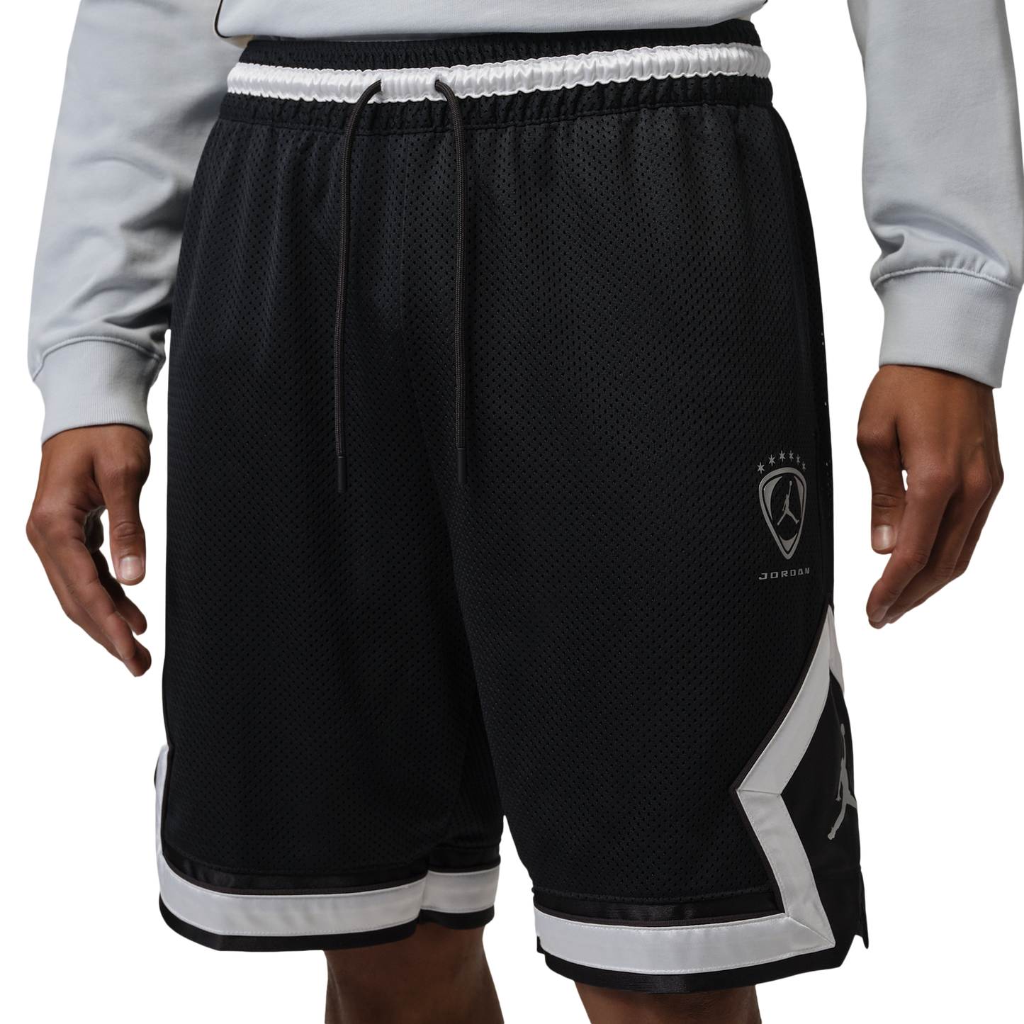 Jordan Brooklyn Diamond Mesh Shorts - Men's - Black/Silver