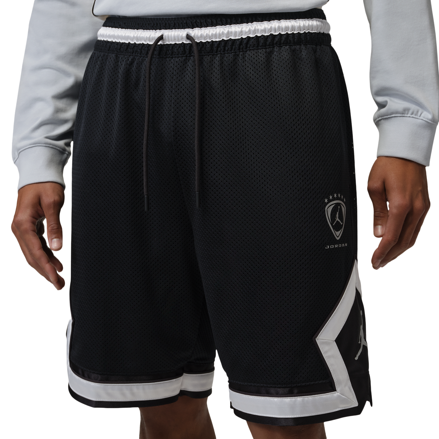 Jordan Brooklyn Diamond Mesh Shorts - Men's - Black/Silver