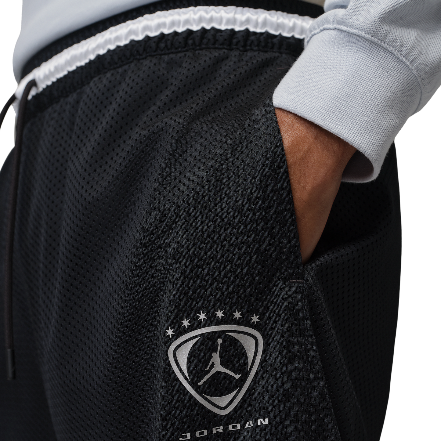 Jordan Brooklyn Diamond Mesh Shorts - Men's - Black/Silver