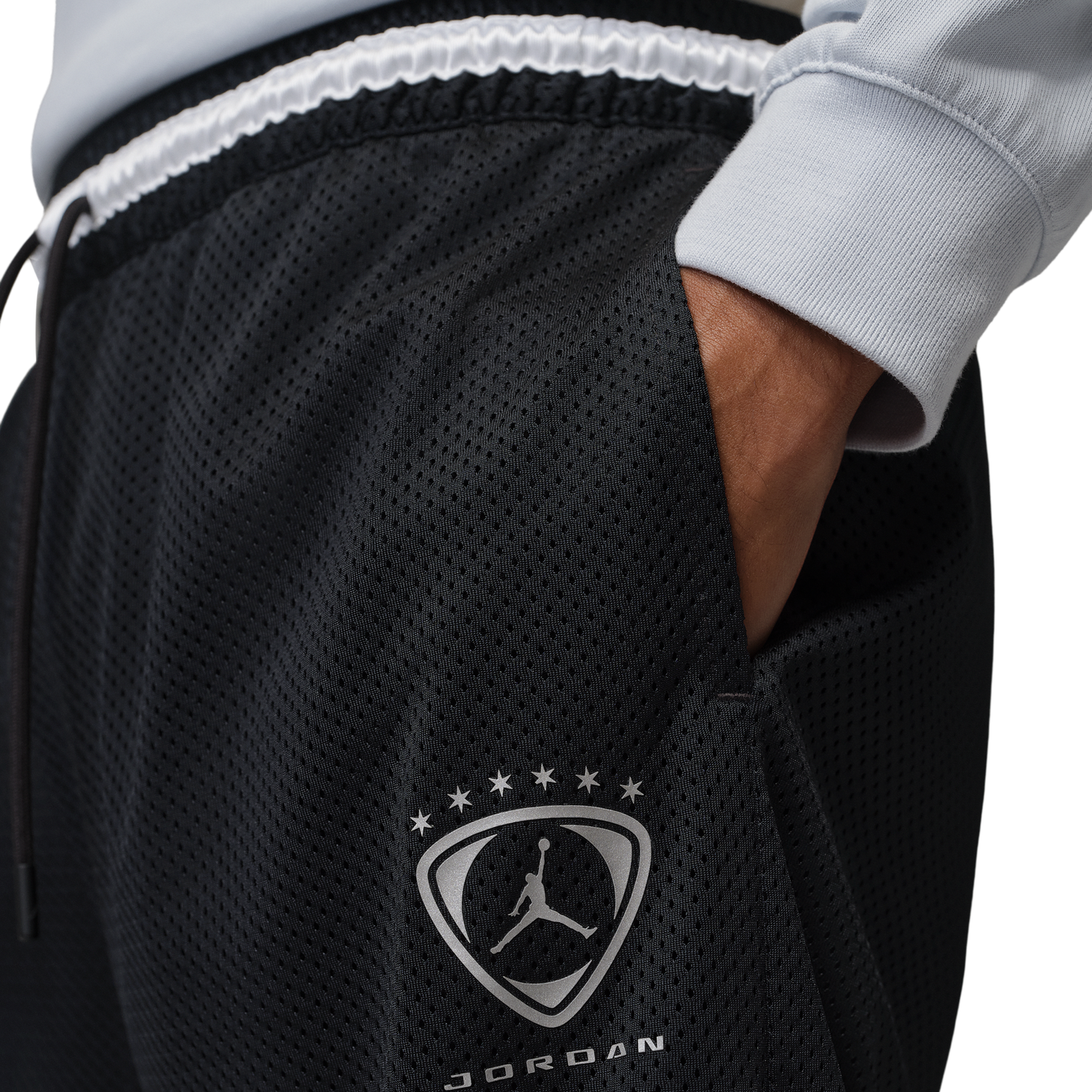 Jordan Brooklyn Diamond Mesh Shorts - Men's - Black/Silver