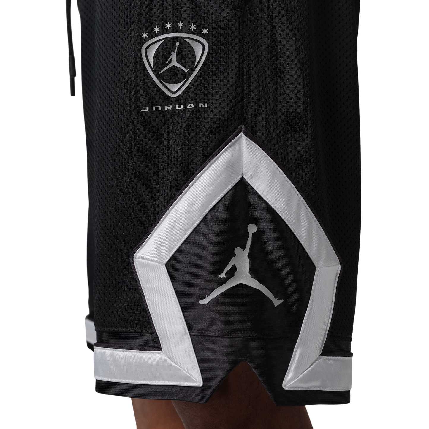 Jordan Brooklyn Diamond Mesh Shorts - Men's - Black/Silver