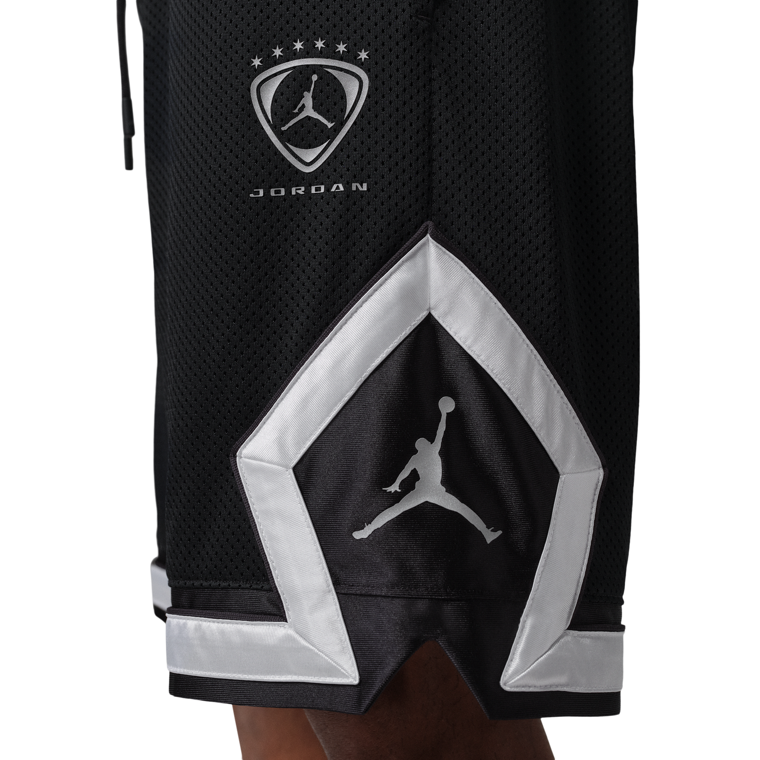 Jordan Brooklyn Diamond Mesh Shorts - Men's - Black/Silver