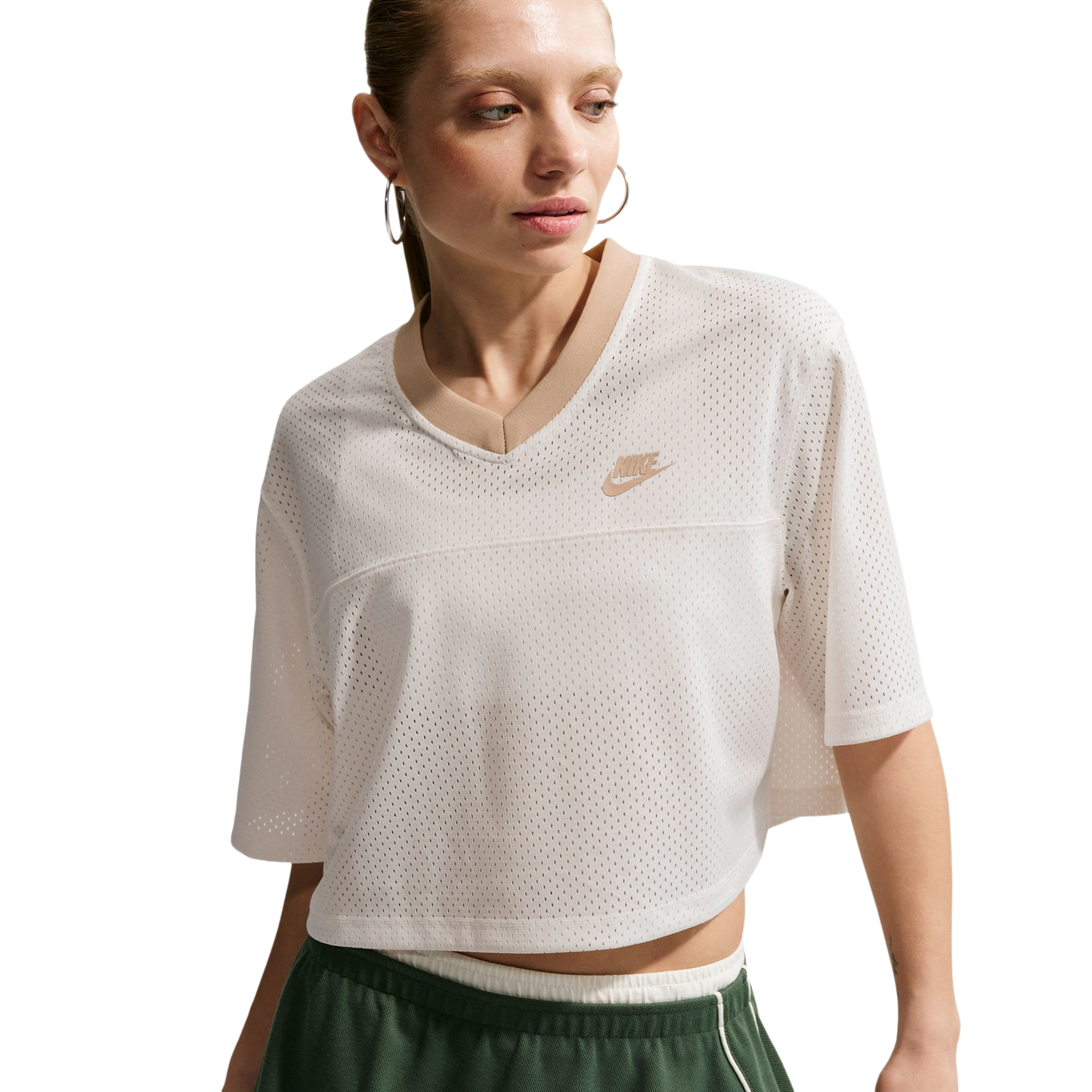 Nike NSW Heritage Festival Crop Mesh Jersey - Women's - Linen/Sail