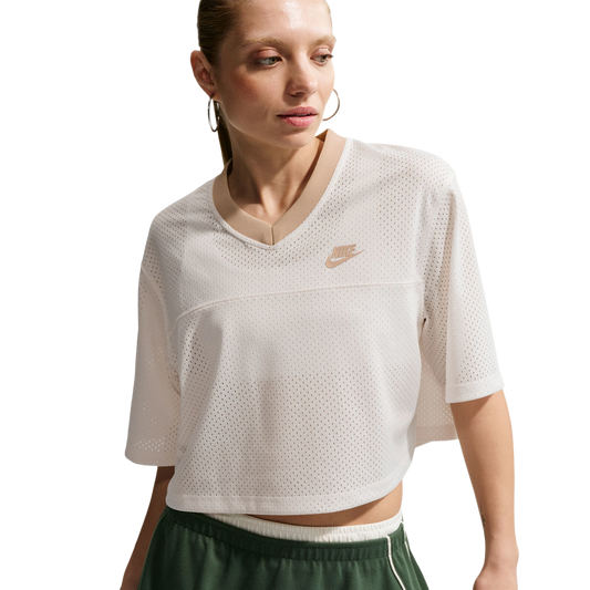 Nike NSW Heritage Festival Crop Mesh Jersey - Women's - Linen/Sail