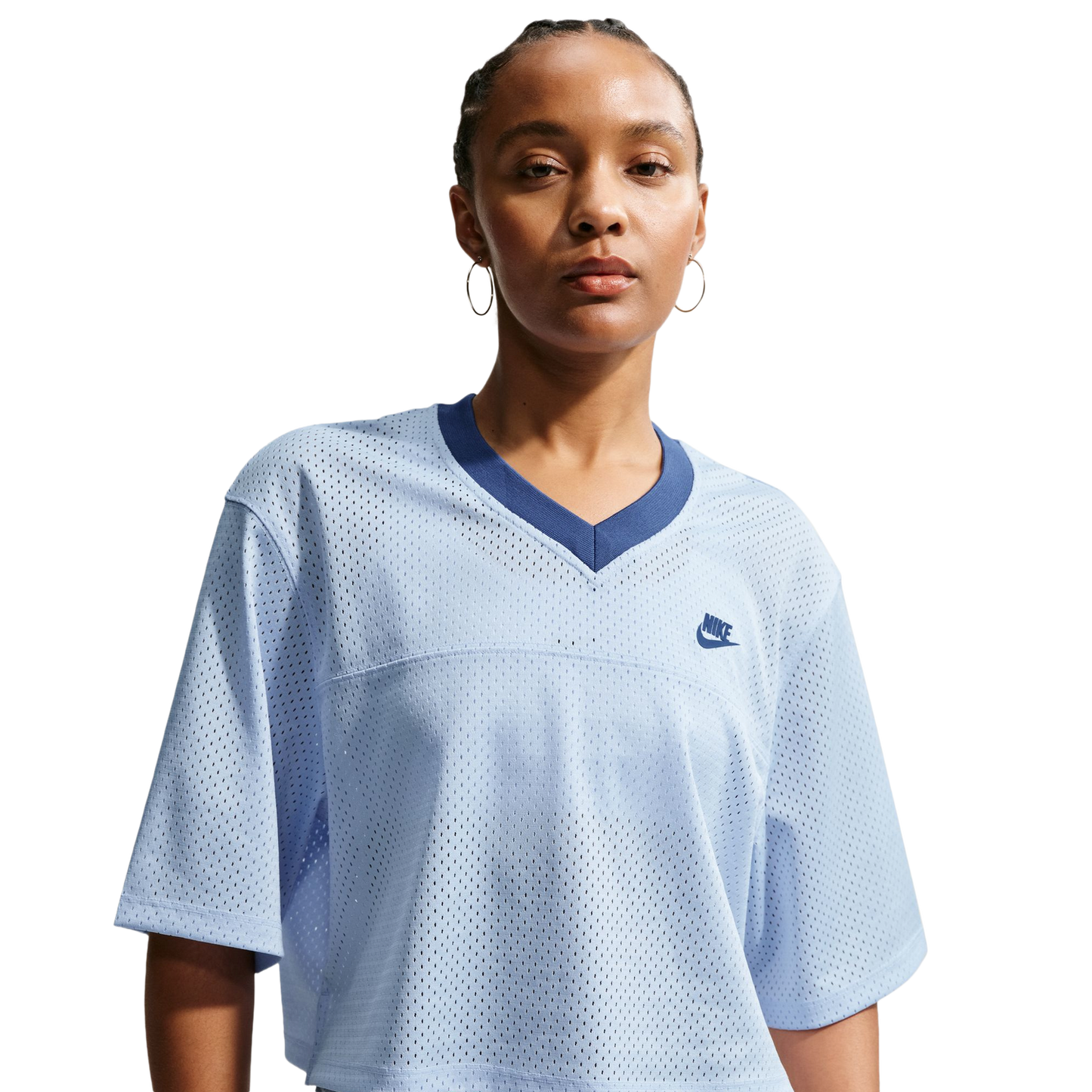Nike NSW Heritage Festival Crop Mesh Jersey - Women's - Hydrogen Blue/Mystic Navy