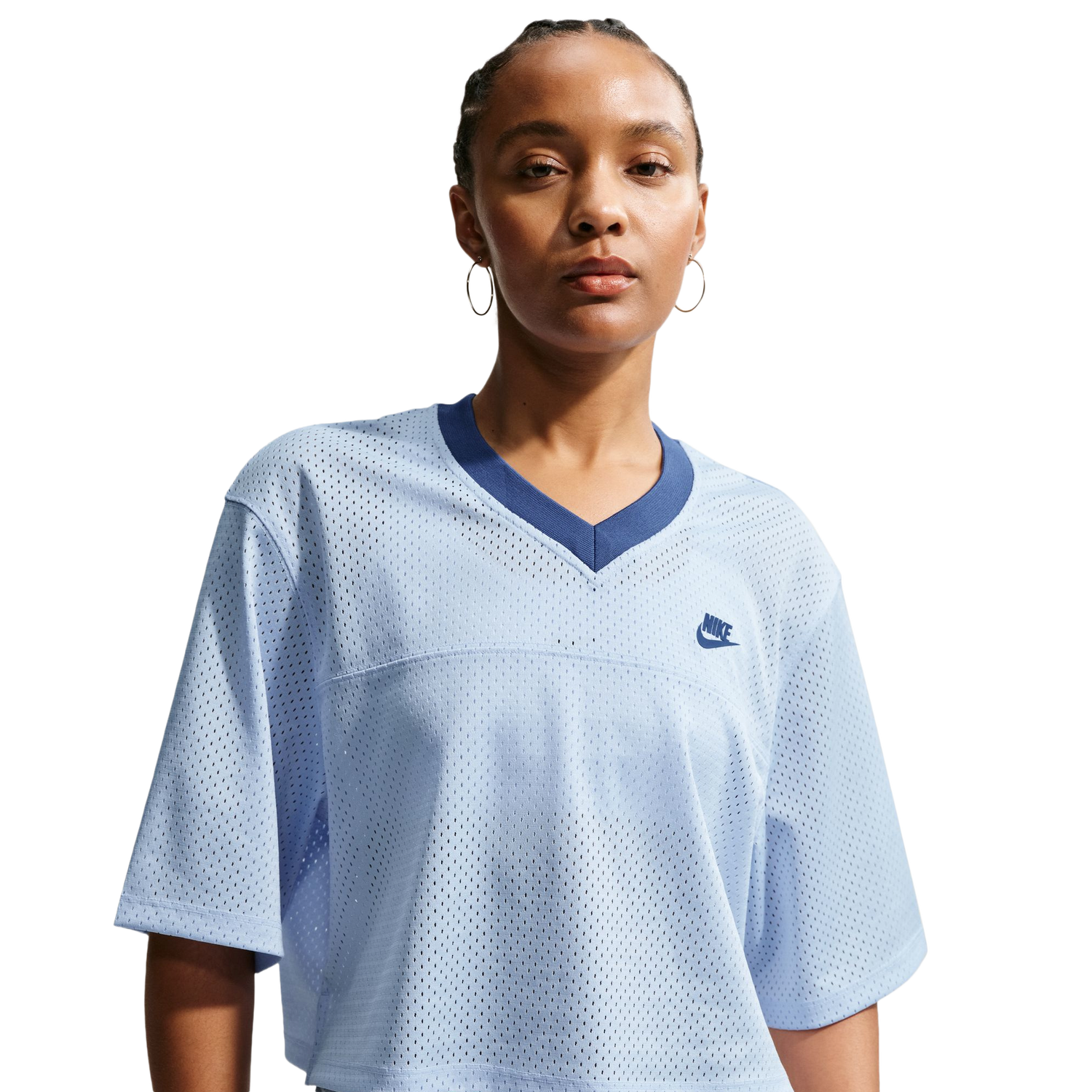 Nike NSW Heritage Festival Crop Mesh Jersey - Women's - Hydrogen Blue/Mystic Navy