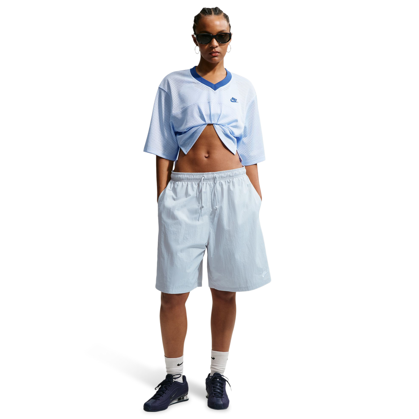 Nike NSW Heritage Festival Crop Mesh Jersey - Women's - Hydrogen Blue/Mystic Navy