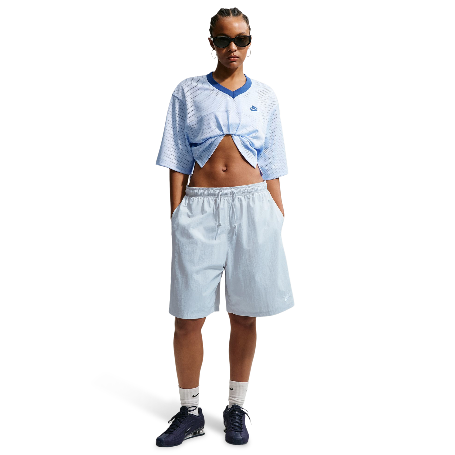Nike NSW Heritage Festival Crop Mesh Jersey - Women's - Hydrogen Blue/Mystic Navy