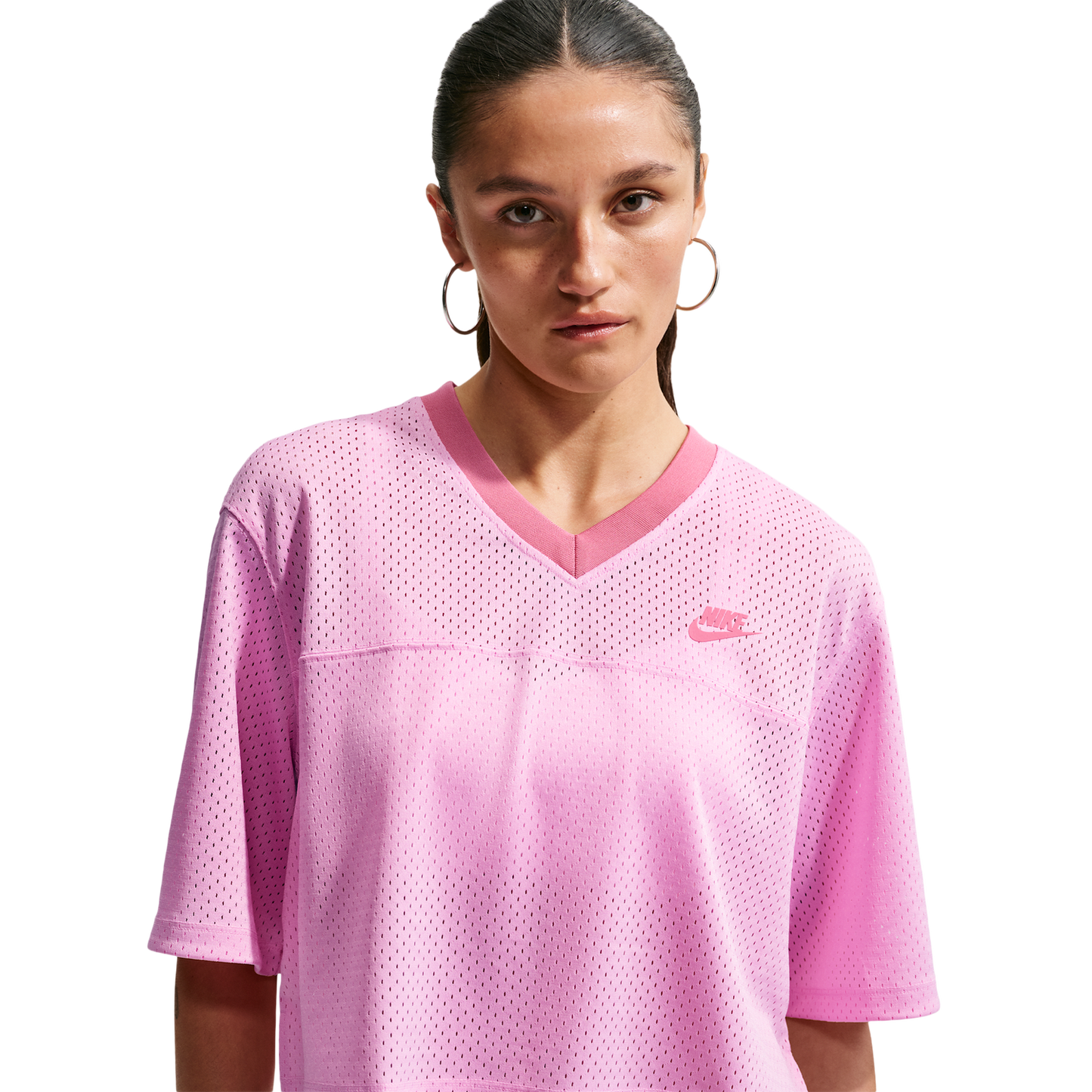 Nike NSW Heritage Festival Crop Mesh Jersey - Women's - Peony/Peony/Pink Rise