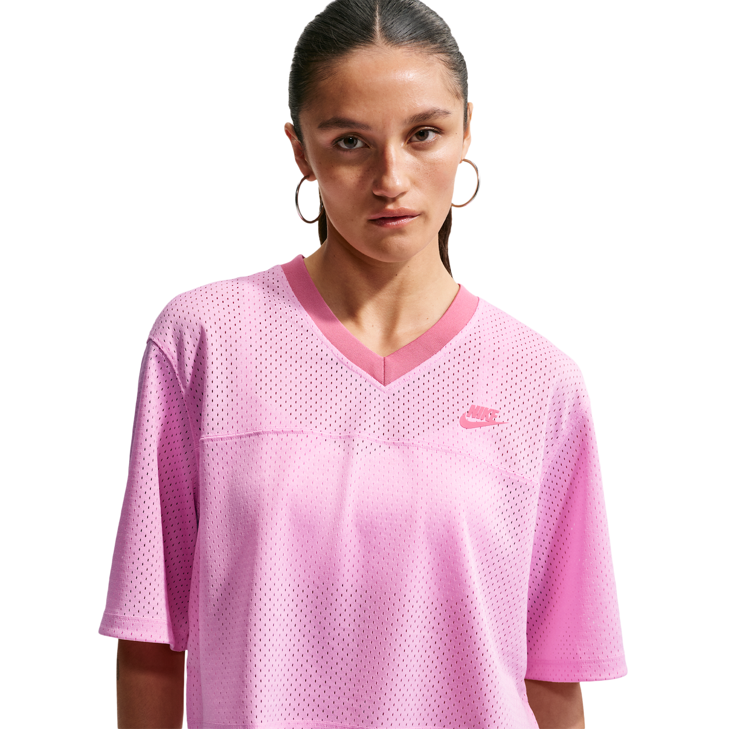 Nike NSW Heritage Festival Crop Mesh Jersey - Women's - Peony/Peony/Pink Rise