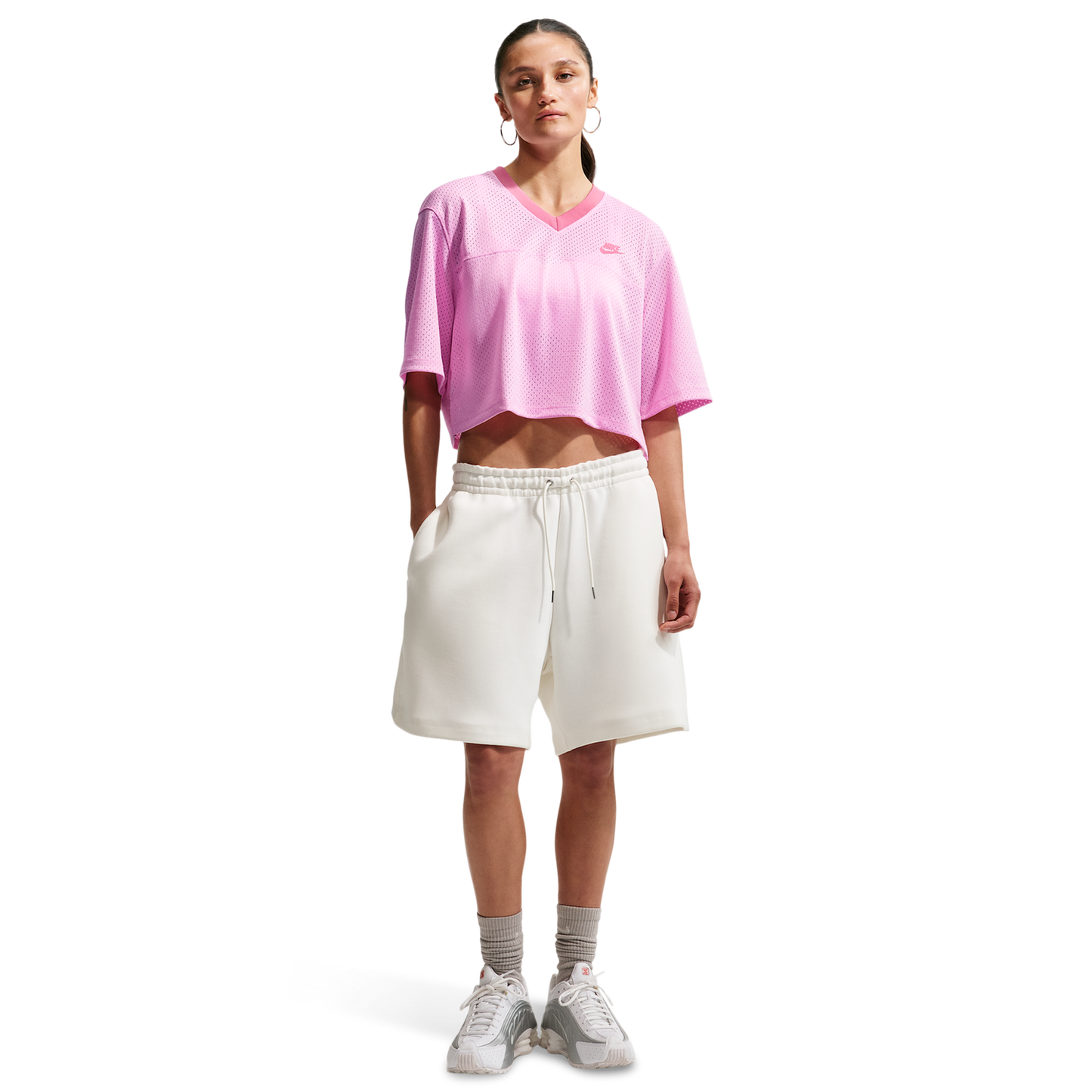 Nike NSW Heritage Festival Crop Mesh Jersey - Women's - Peony/Peony/Pink Rise