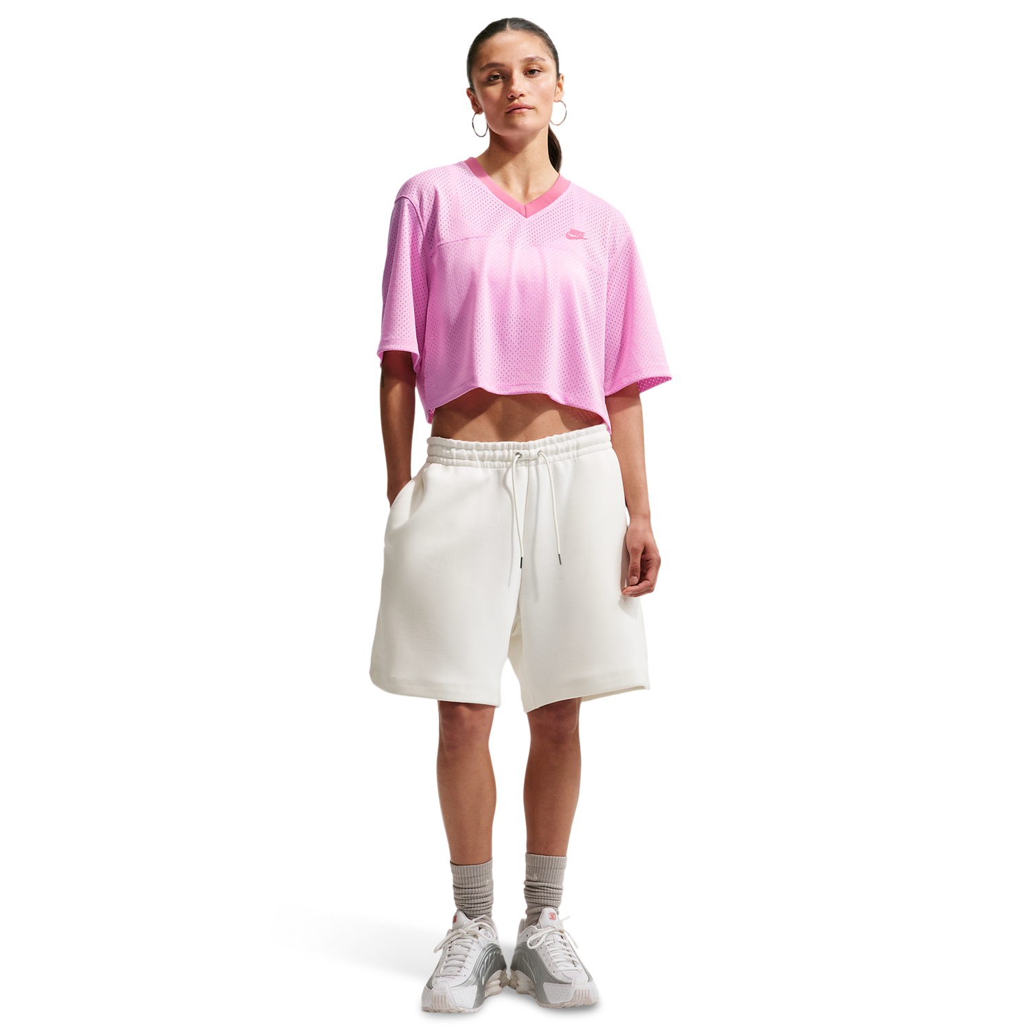 Nike NSW Heritage Festival Crop Mesh Jersey - Women's - Peony/Peony/Pink Rise