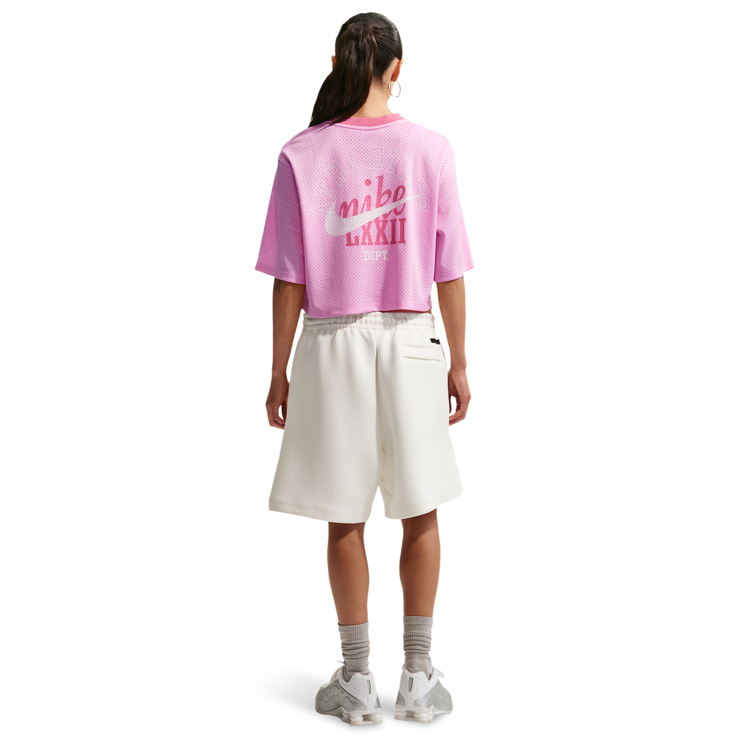 Nike NSW Heritage Festival Crop Mesh Jersey - Women's - Peony/Peony/Pink Rise