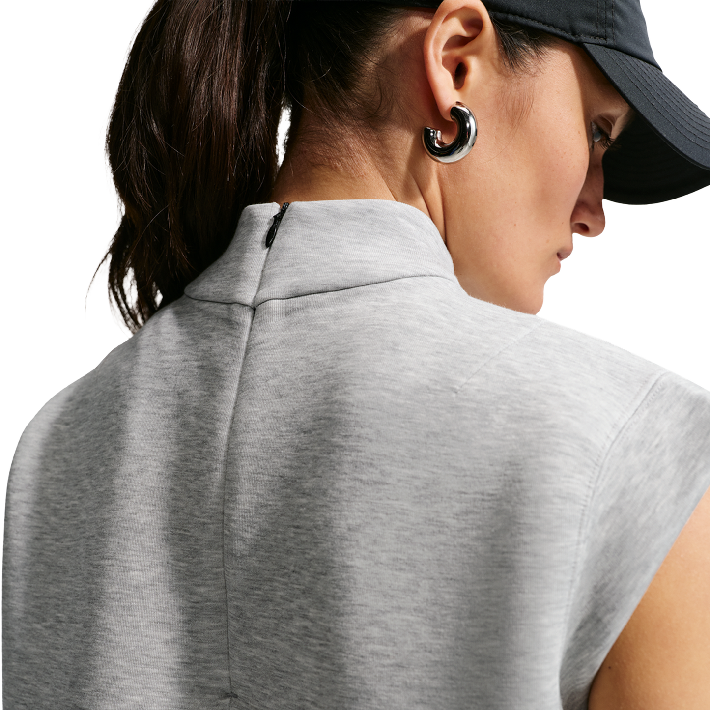 Nike NSW Tech Fleece SS Top - Women's - Black/Dk Grey Heather