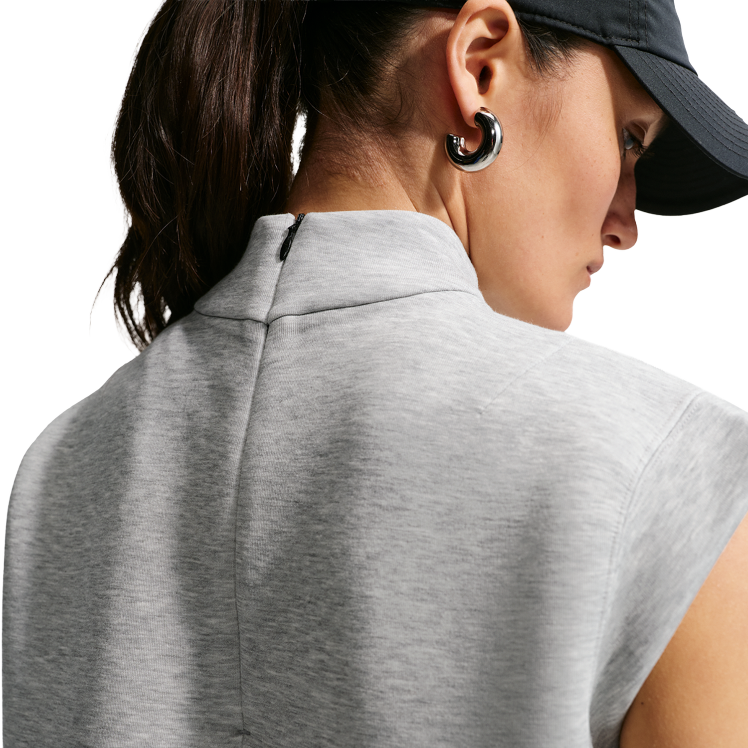 Nike NSW Tech Fleece SS Top - Women's - Black/Dk Grey Heather