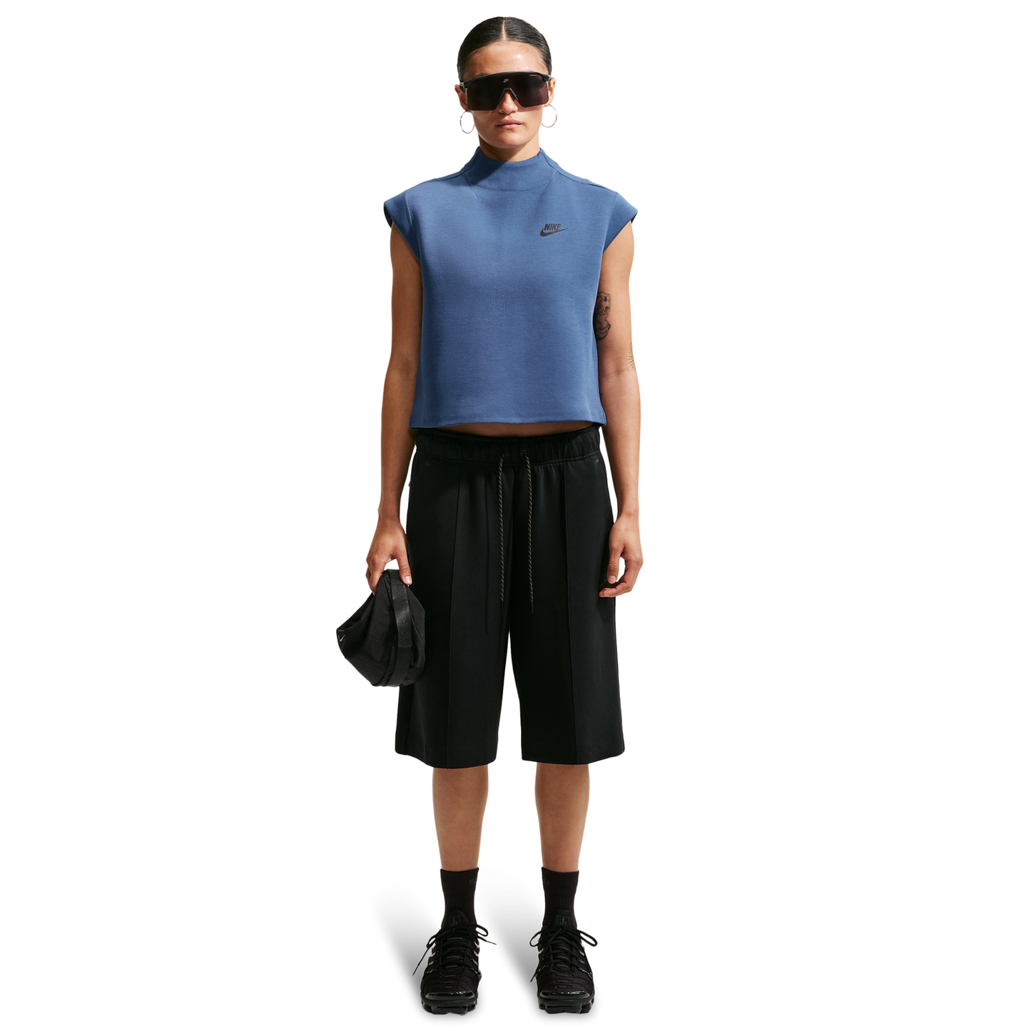 Nike NSW Tech Fleece SS Top - Women's - Mystic Navy/Black