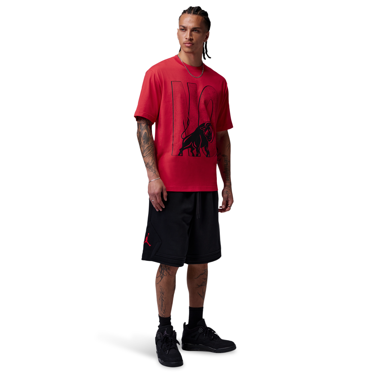 Jordan Brooklyn Toro Graphic Short Sleeve Crew - Men's - Fire Red/Fire Red