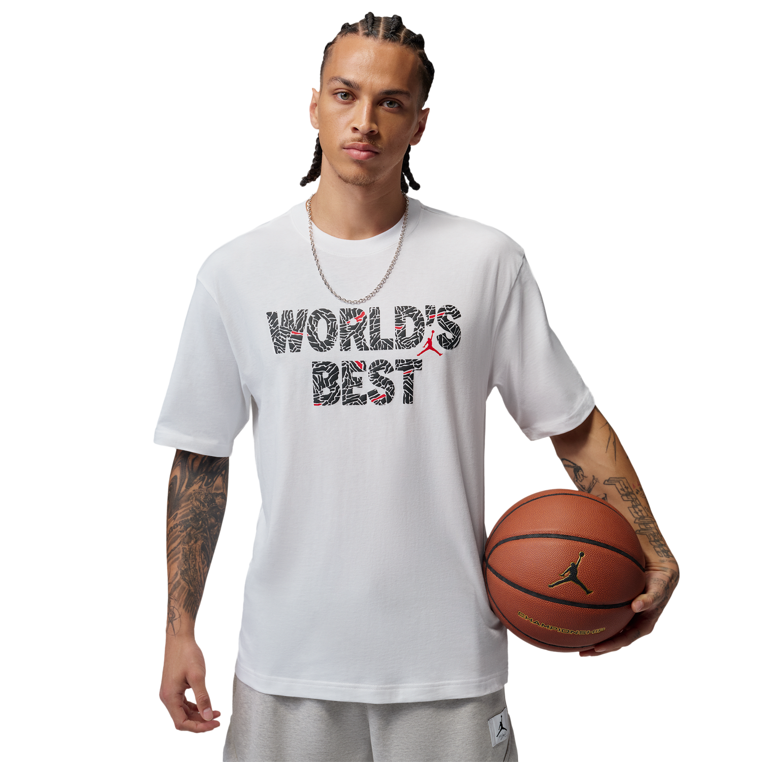 Jordan Brooklyn Best Graphic Short Sleeve Crew - Men's - University Red/White