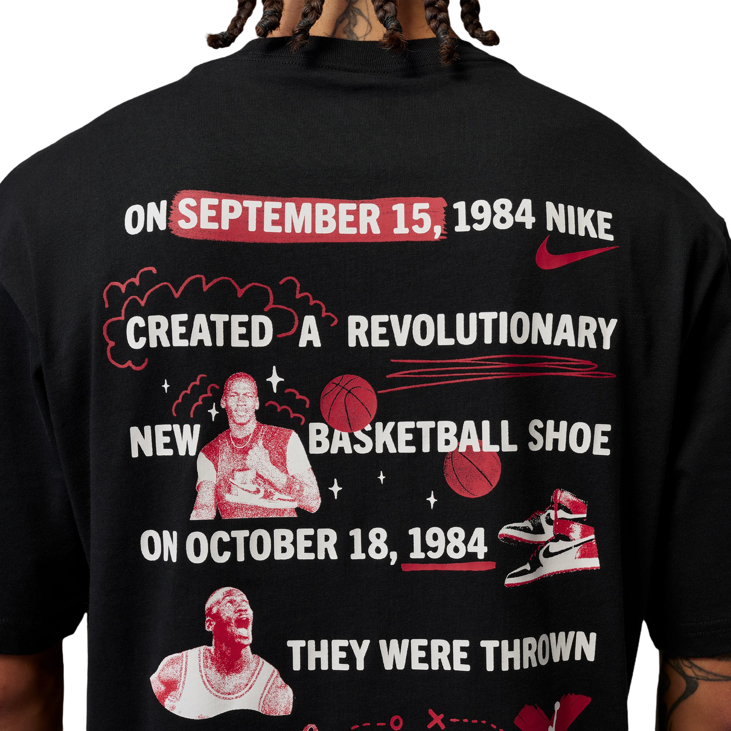 Jordan Brooklyn Banned Graphic Short Sleeve Crew - Men's - University Red/Black