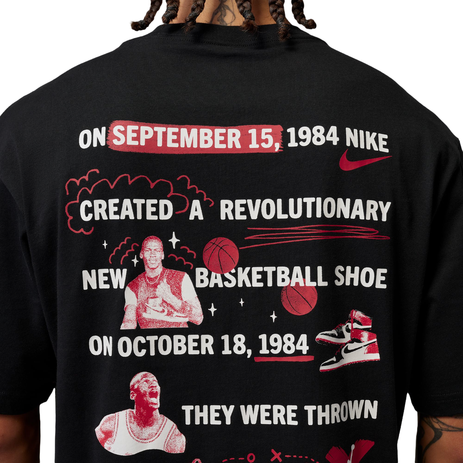 Jordan Brooklyn Banned Graphic Short Sleeve Crew - Men's - University Red/Black