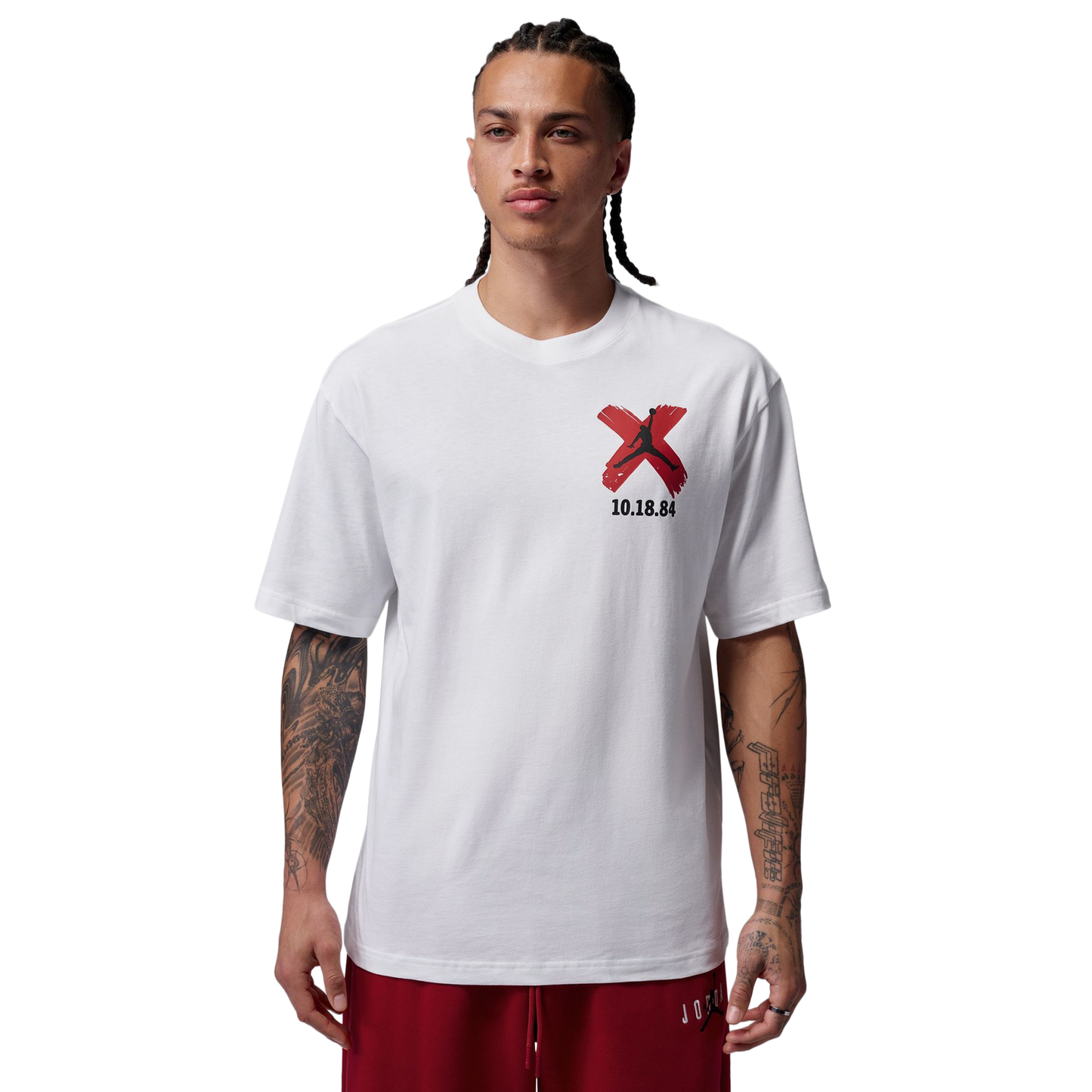 Jordan Brooklyn Banned Graphic Short Sleeve Crew - Men's - White/University Red