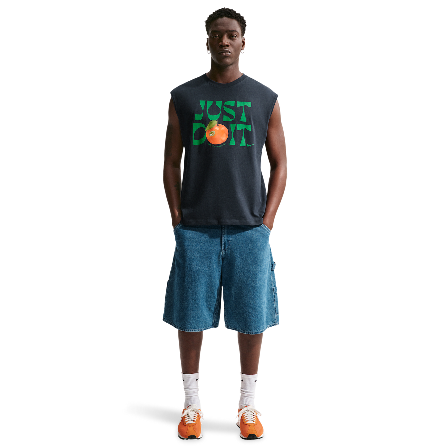 Nike NSW Loose Sleeveless Orange Tee - Men's - Obsidian