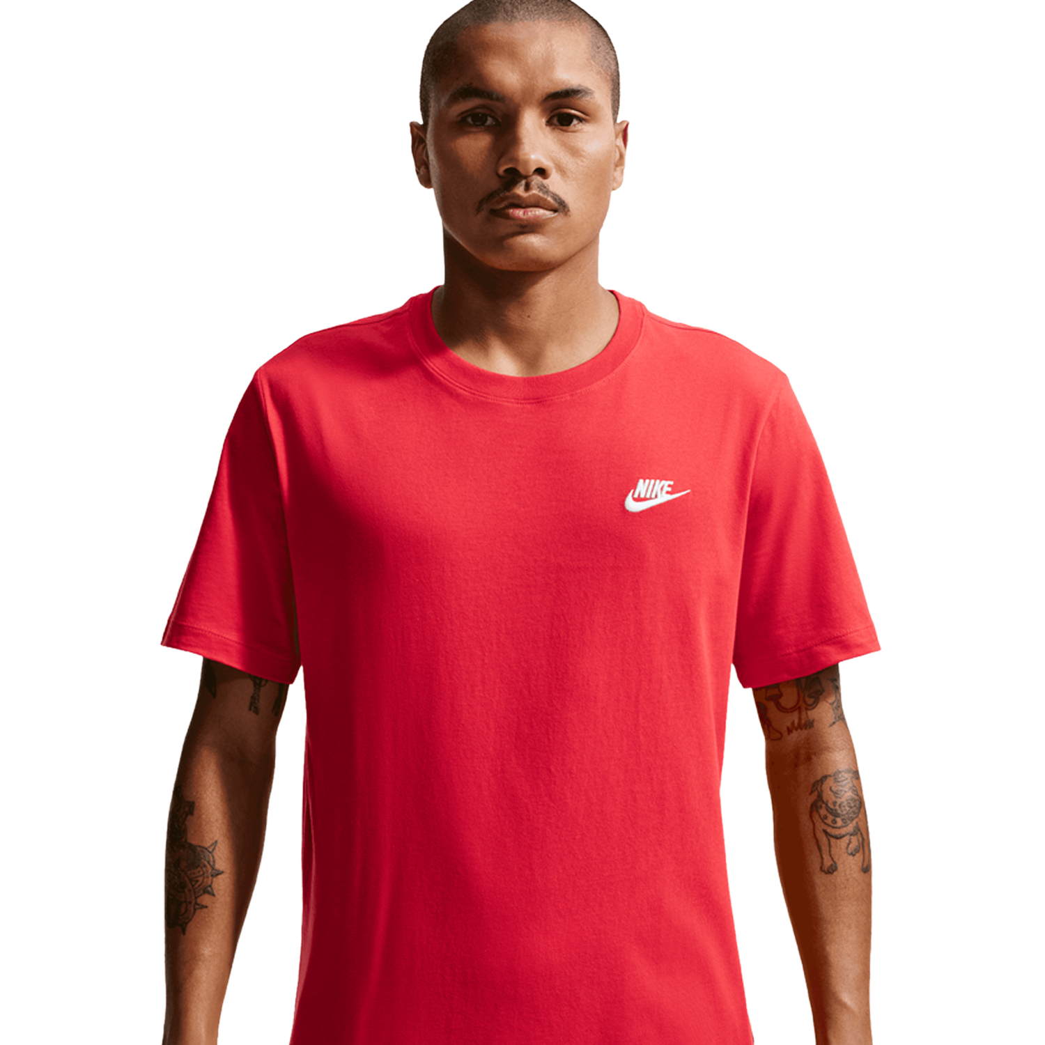 Nike NSW Club Short Sleeve T-Shirt - Men's - White/University Red