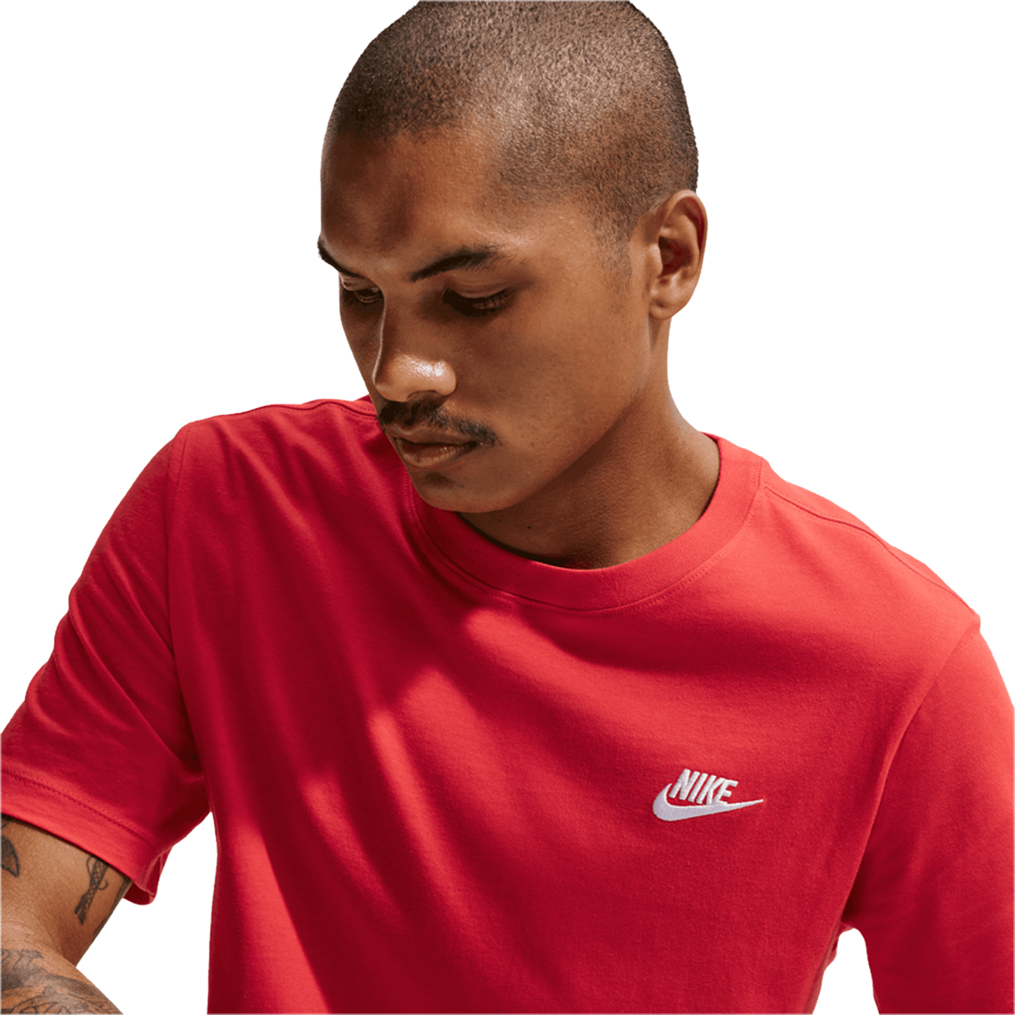 Nike NSW Club Short Sleeve T-Shirt - Men's - White/University Red