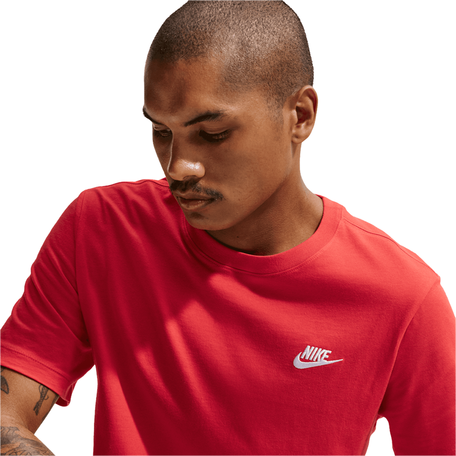 Nike NSW Club Short Sleeve T-Shirt - Men's - White/University Red