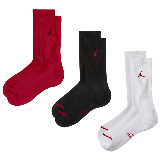 Jordan Everyday 3 Pack Cushion Crew Socks - Men's - Red/White/Black
