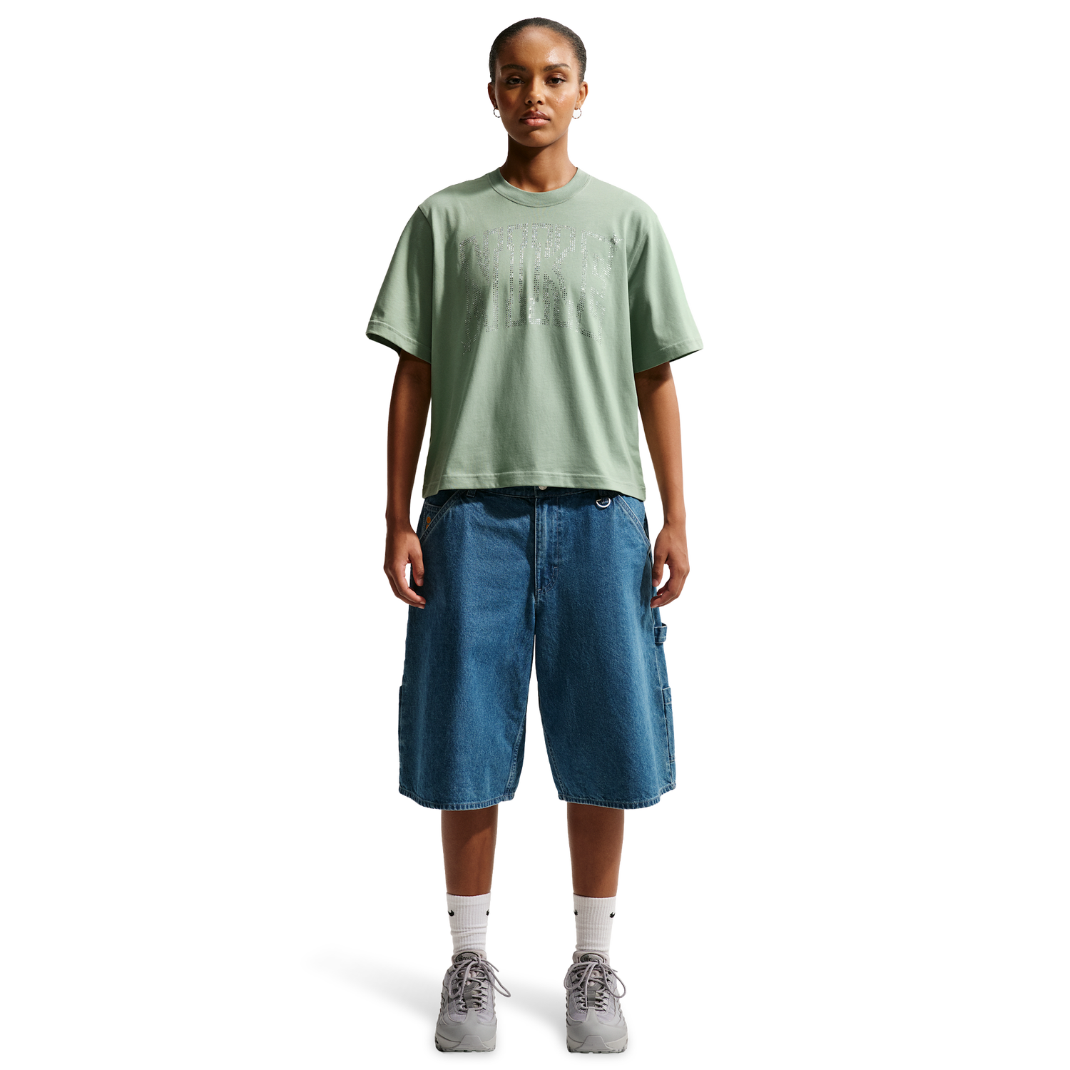 Nike NSW Classic Boxy ST7 Bling T-Shirt - Women's - Steam