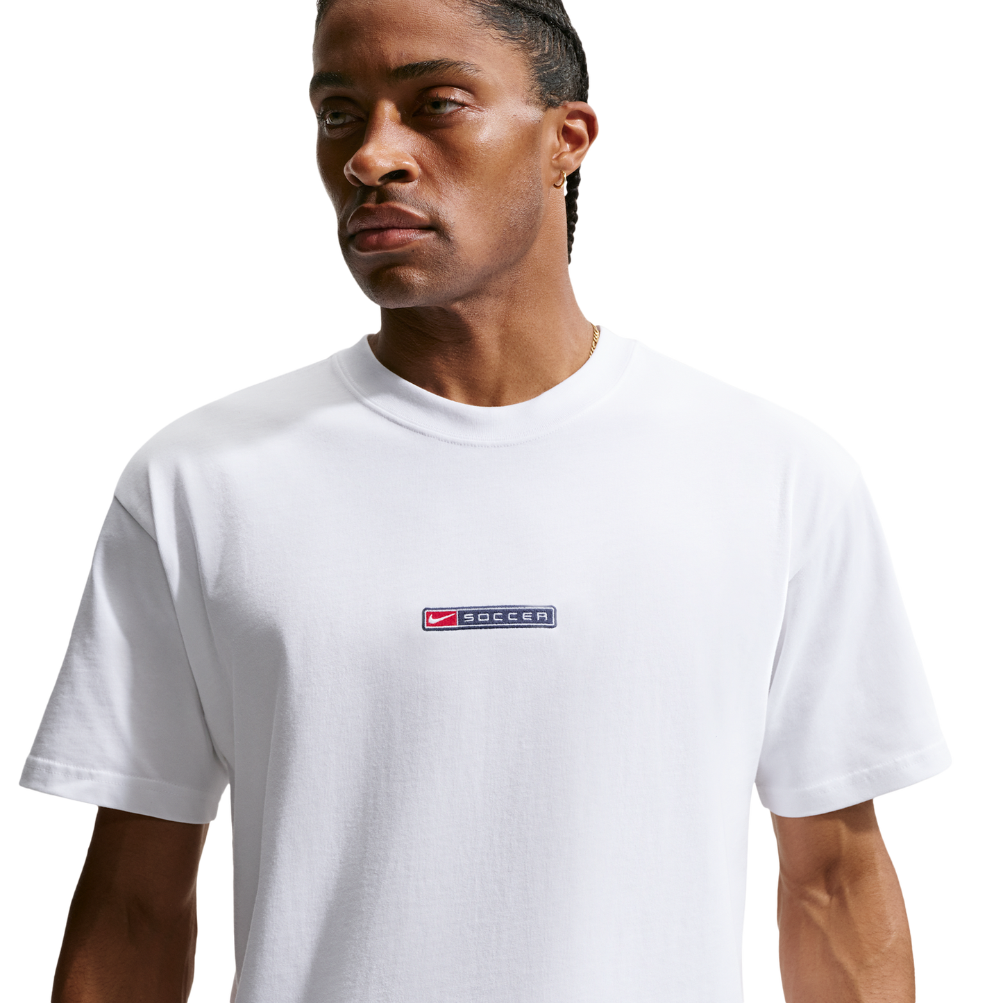 Nike NSW Boxy Soccer Loose Tee - Men's - White/University Red/Navy