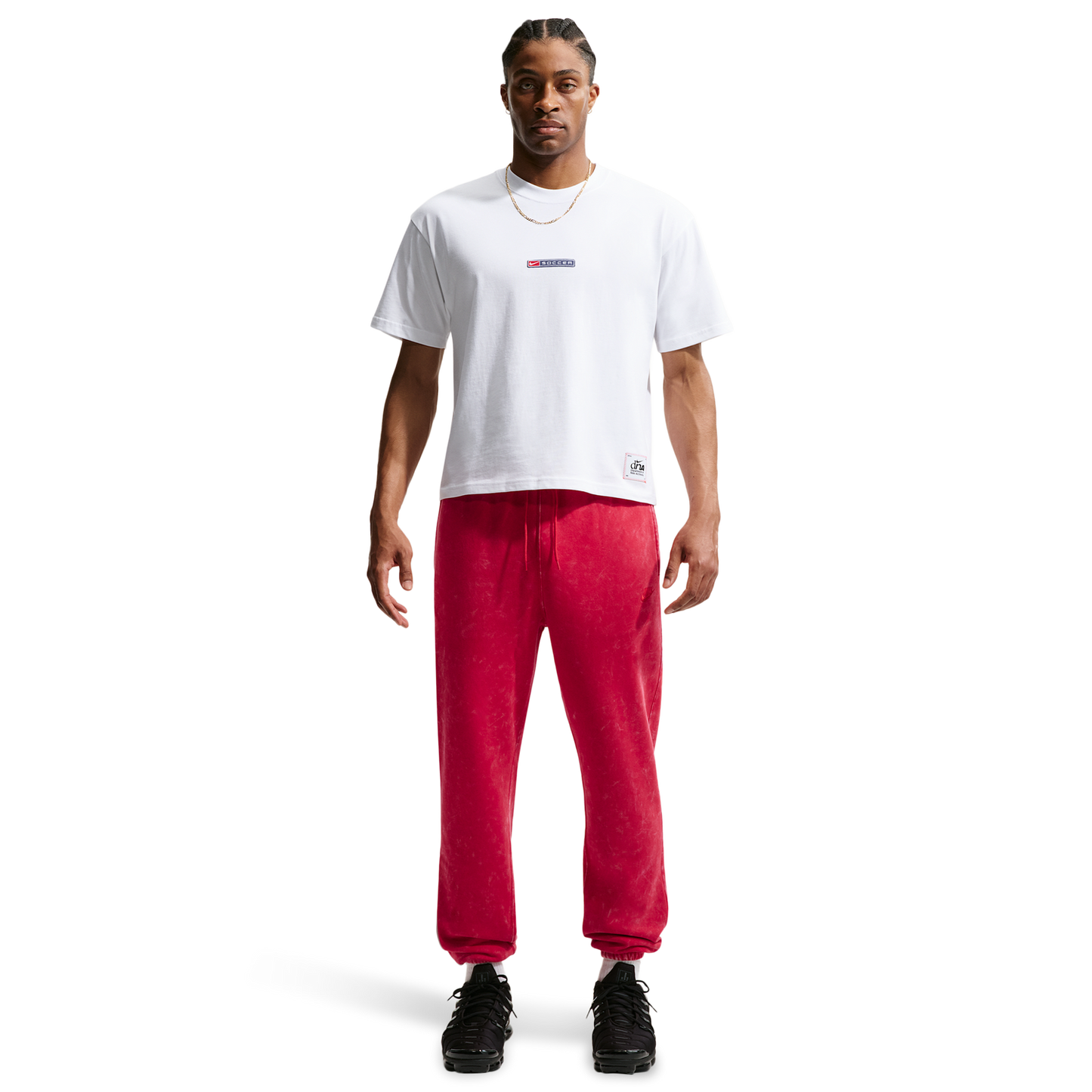 Nike NSW Boxy Soccer Loose Tee - Men's - White/University Red/Navy