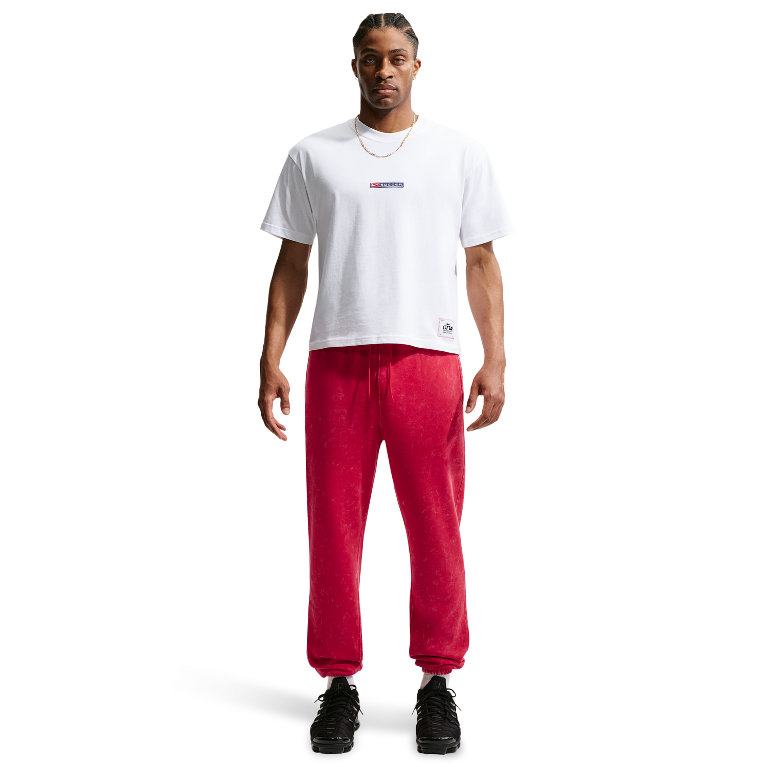 Nike NSW Boxy Soccer Loose Tee - Men's - White/University Red/Navy