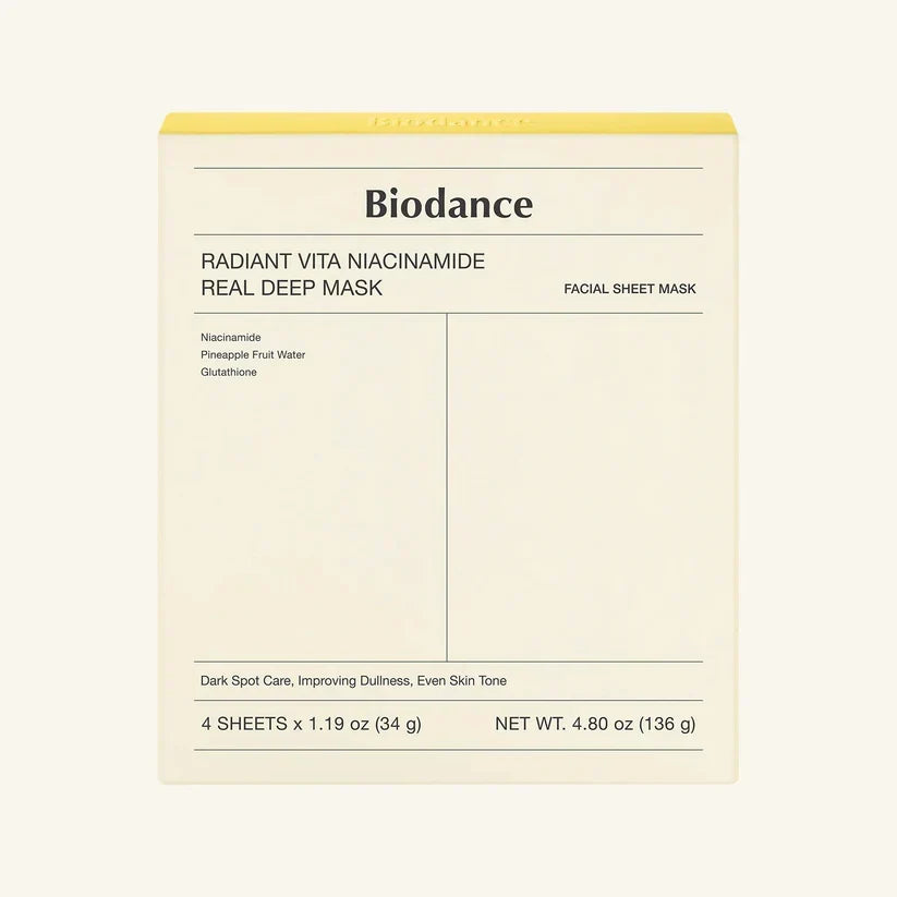 BIODANCE Máscara Profunda Real Yellow Radiant Vita Niacinamida - 4ea/8ea/12ea/16ea
