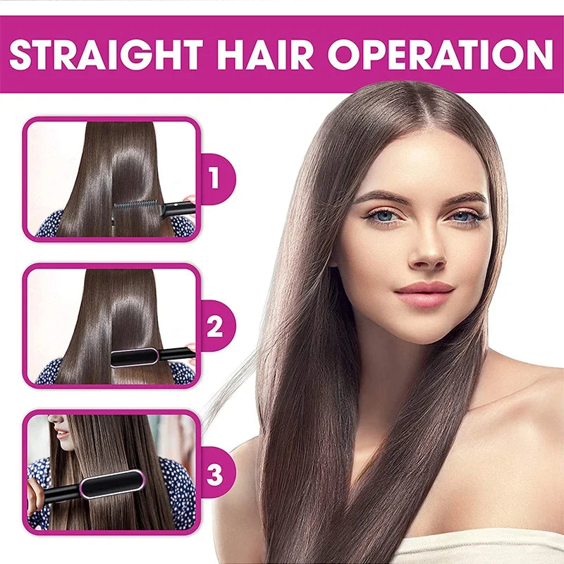 Electric Professional 2 In 1 Hot Comb Hair Straightener Electric Hair Brush Negative Ion Multi-Temperature Styling Tool