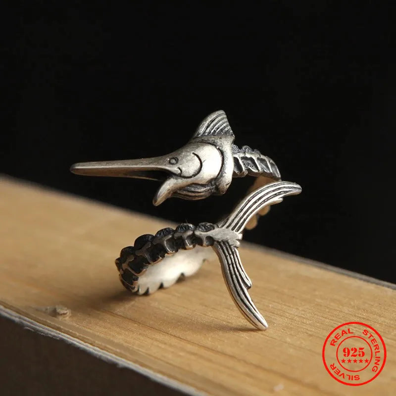 Swordfish Adjustable Silver Ring - foto 2
