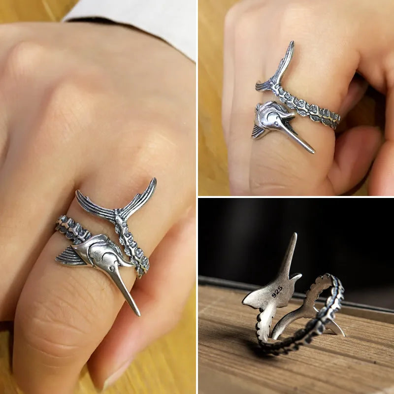 Swordfish Adjustable Silver Ring - foto 4