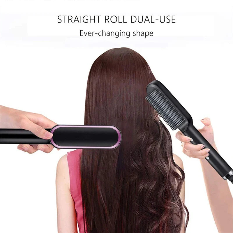 Electric Professional 2 In 1 Hot Comb Hair Straightener Electric Hair Brush Negative Ion Multi-Temperature Styling Tool