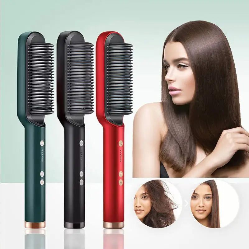 Electric Professional 2 In 1 Hot Comb Hair Straightener Electric Hair Brush Negative Ion Multi-Temperature Styling Tool