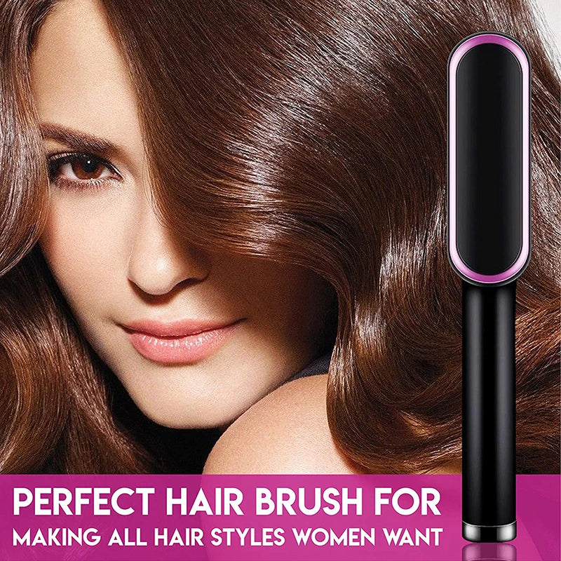 Electric Professional 2 In 1 Hot Comb Hair Straightener Electric Hair Brush Negative Ion Multi-Temperature Styling Tool