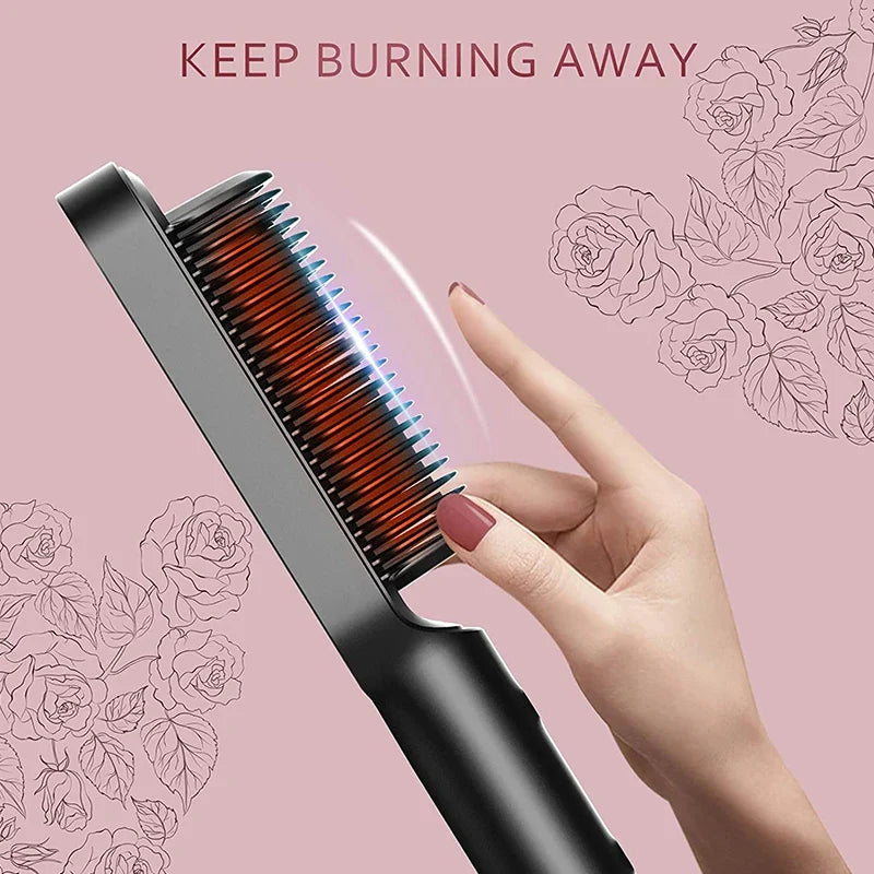 Electric Professional 2 In 1 Hot Comb Hair Straightener Electric Hair Brush Negative Ion Multi-Temperature Styling Tool