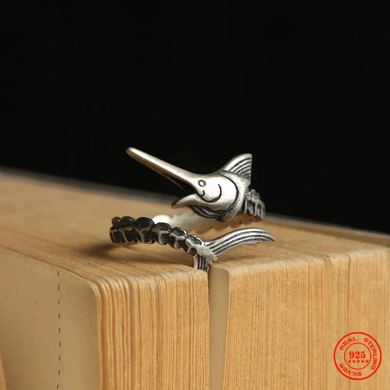 Swordfish Adjustable Silver Ring - foto 3